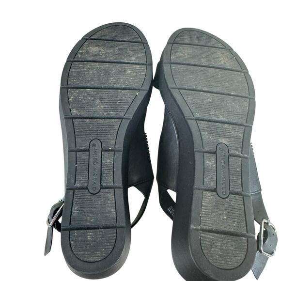 Andrew Geller Fileena Black Open Toe Strappy Heeled Wedge Sandals Size 8 - Picture 7 of 7